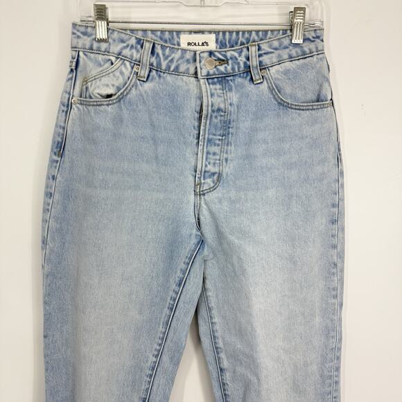 Rollas High Rise Regular Fit Straight Leg Jeans size 27 Light Blue Denim 30" ins - Picture 3 of 13